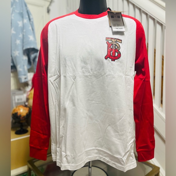 NWT Men’s Small/Women’s Medium Burberry Rory Monogram Motif Sweatshirt White/Red - Picture 5 of 14